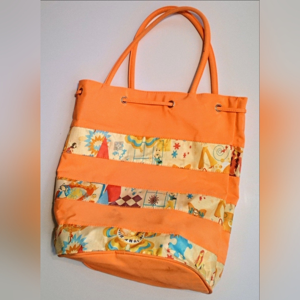 Orange Patterned Tote Bag, Size Medium